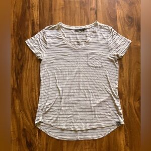 Prana v neck striped pocket tshirt